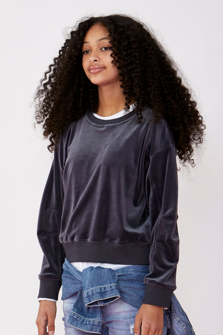 [TEST] Girls Velour Cropped Crew