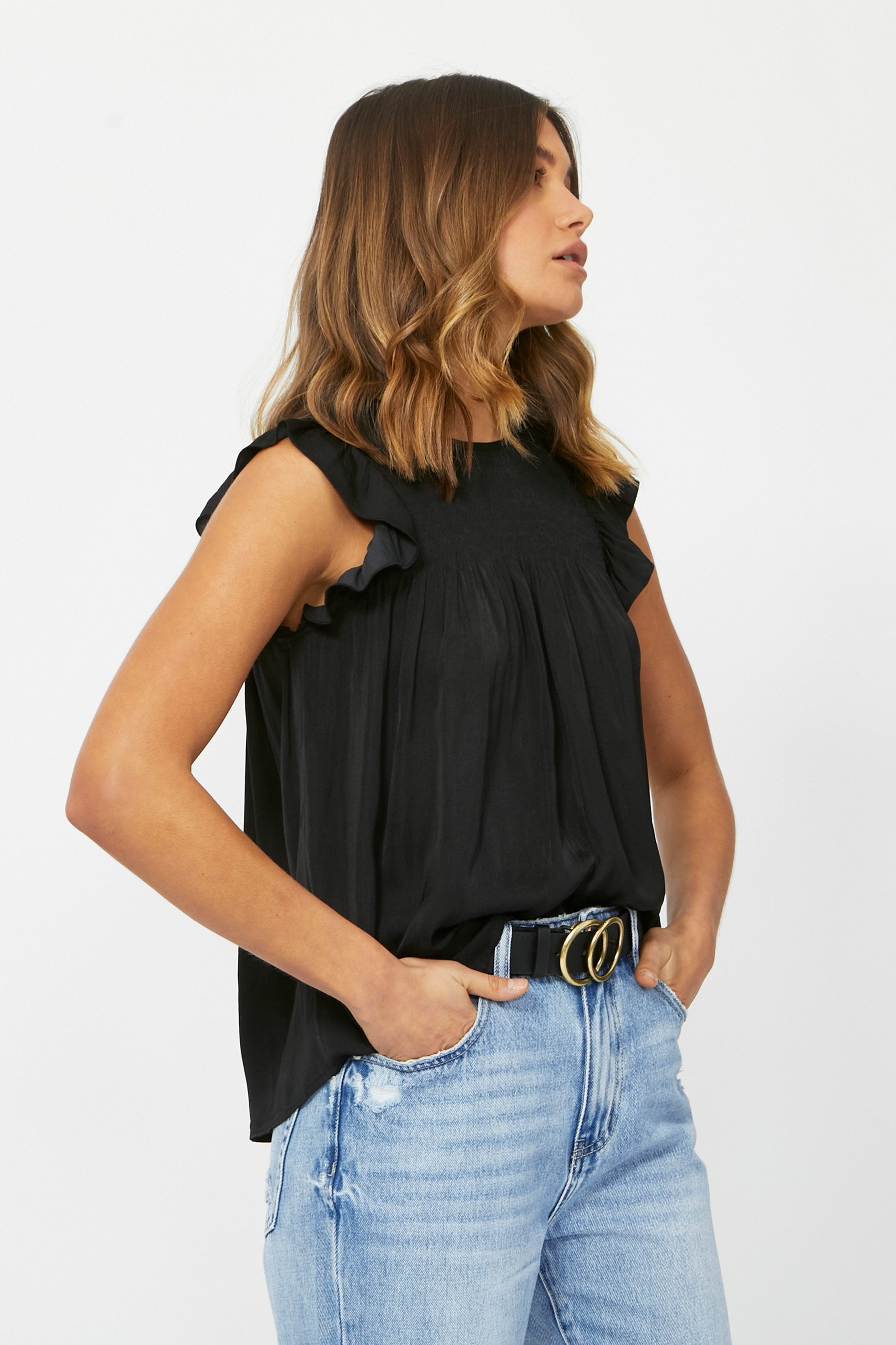 [TEST] Elise Shirred Ruffle Top